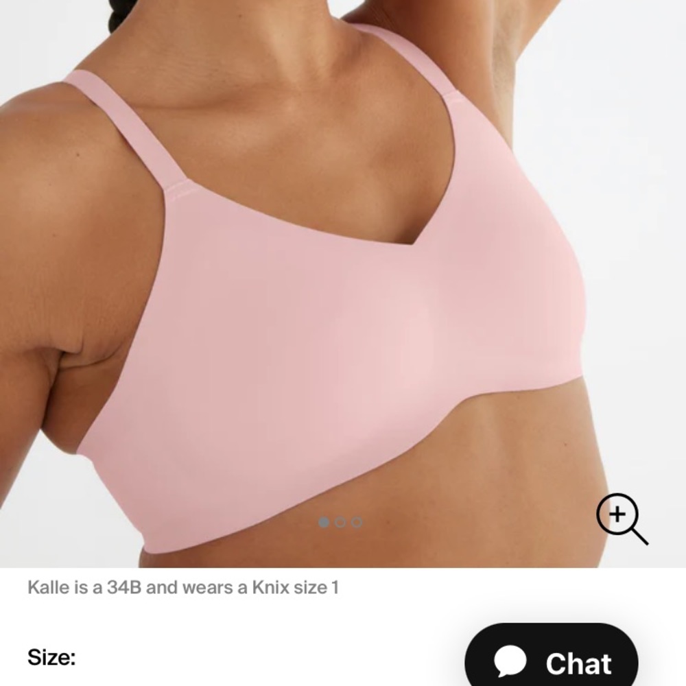 NWT Knix thin strap padded v-neck bra size 5 rose water colour